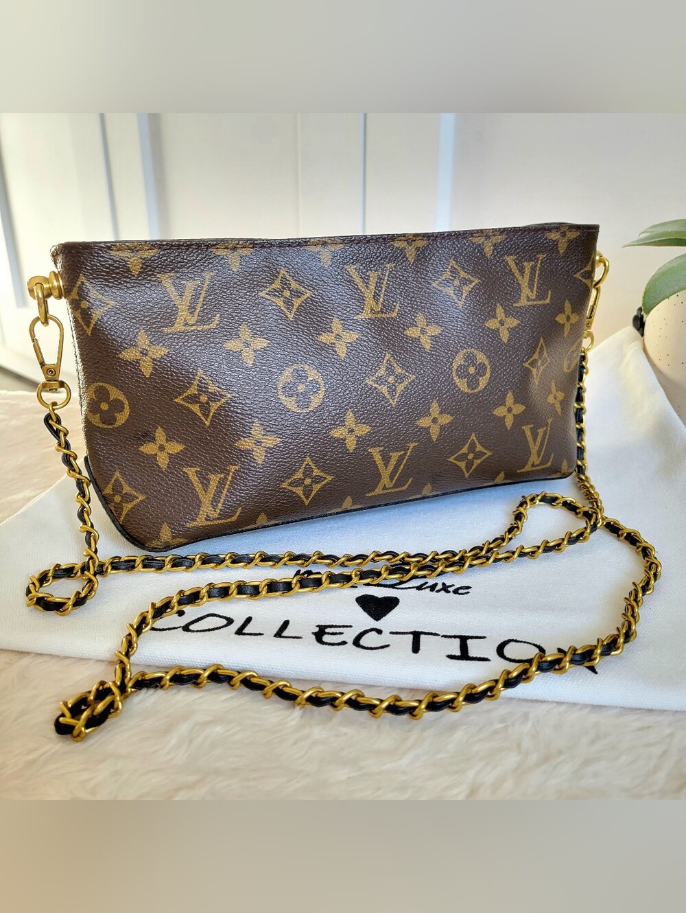 💕CUTE Louis Vuitton Chain Crossbody Shoulder Bag Trotteur Monogram